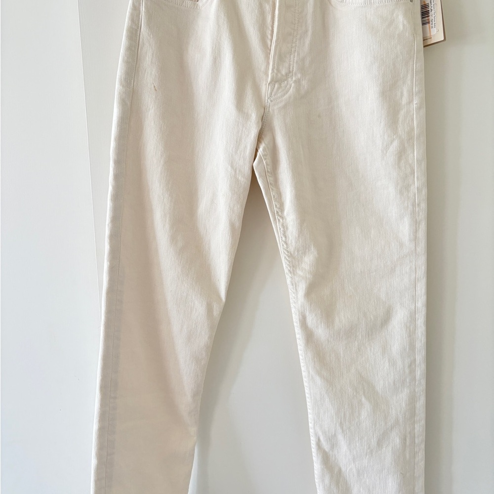 Cream Straight-Leg Jeans